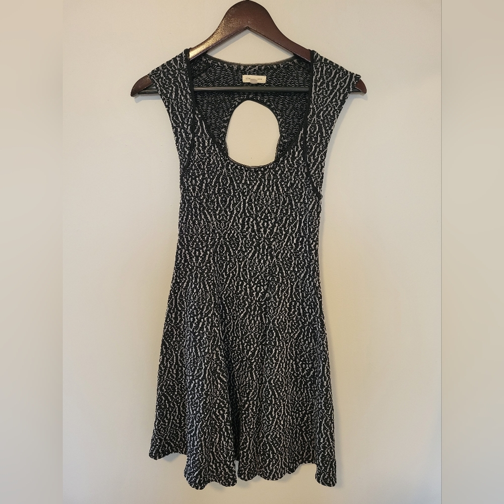 Silence + Noise Black Fit and Flare Dress with Scoop Neck, Cut Out Back